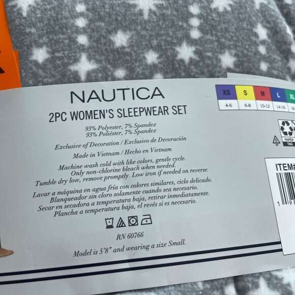 NEW Nautica Womens 2Pc Sleepwear Set XL Gray Silky Stretch Fleece Pajama - Picture 4 of 8